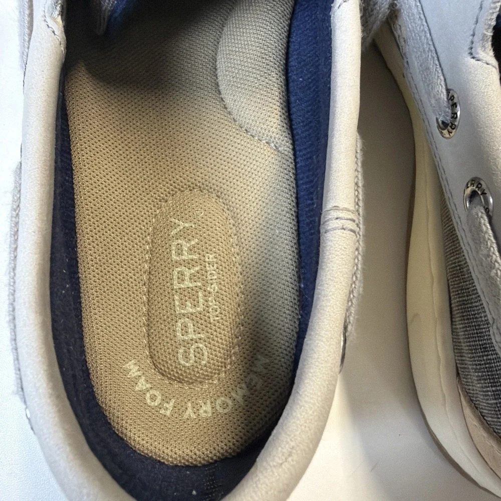 Sperry Top Sider Boat Shoes Womens 5 Gray Angelfish Linen Slip-On STS83598